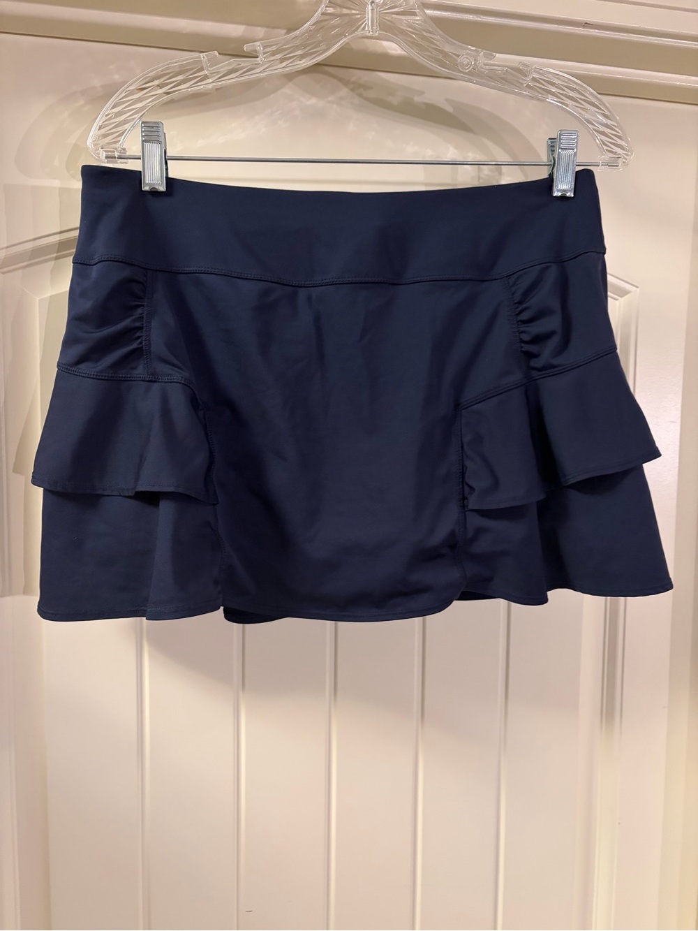 Athleta Navy Ruffle-Tier Skater Skirt